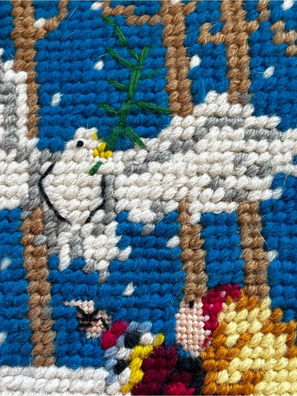 Needlepoint Mary Engelbreit Peace Christmas Pillow vintage 🎄🕊️